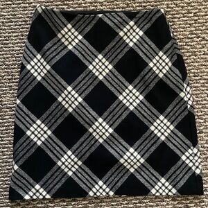 NWT Talbots Black and White Tartan Mini Pencil Skirt